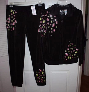 NWT Girls Justice Brown Sequined 2-PC Track Suit Sweater & Pants Set Size 18/20 - Picture 1 of 6