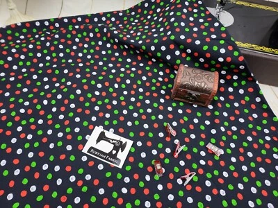 Christmas Polka Dot Spots cotton elastane stretch knit fabric 150cm wide - Image 1 of 2