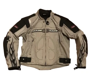 M2R Made 2 Race Motorcycle Jacket Medium CE Armor Black & Gray Flames Adjustable - Picture 1 of 18