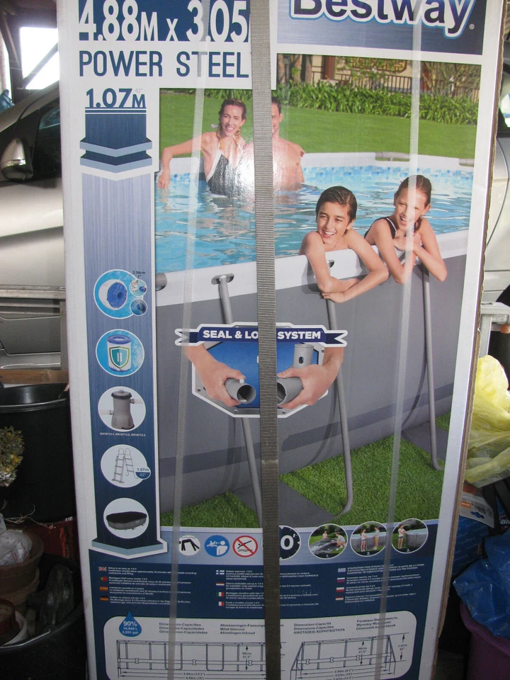 Bestway 56946 488 x305 x 107cm Power Steel Rahmen Pool mit Sandfilteranlage - Bild 1 von 1