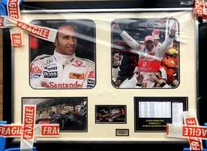 LEWIS HAMILTON MONTAGE 2008 WORLD CHAMPION STILL IN PACKAGING WITH MP 4-23 CAR - Picture 1 of 17