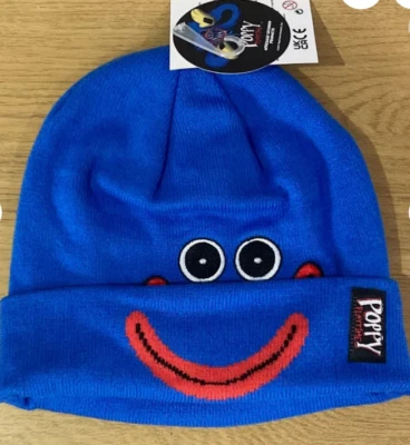 Poppy Playtime Huggy Wuggy Beanie Knitted Hat Winter Knit Blue Monster Face NEW