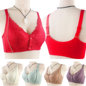 Women Front Fastening Bra Sports Bras Non Wired Soft Plus Size Bra Lingerie ☆ - Picture 1 of 17
