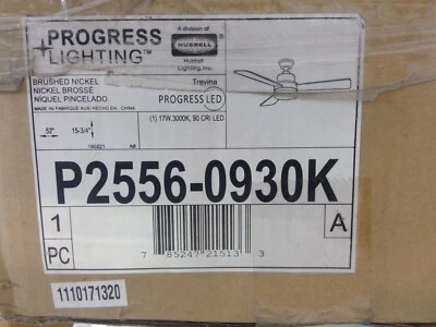 Progress Lighting P2556-0930K Brushed Nickel Ceiling Fan **Free Shipping** - Image 1 of 4