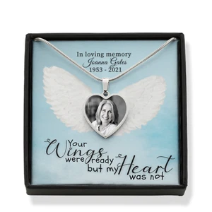 Personalized photo necklace, custom picture necklace, memorial necklace on card - Picture 1 of 7