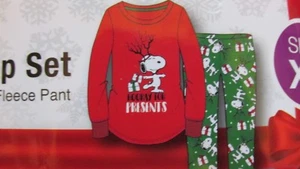 Snoopy Christmas Lounge PJ Sleep Pants & Shirt Peanuts XL Ladies Cozy Set Sherpa - Picture 1 of 4