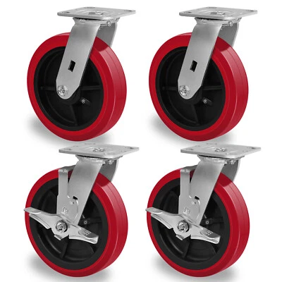 SYRANTION 8 Inch Polyurethane Tread Caster Wheels Heavy Duty,Capacity 1200-4800LB