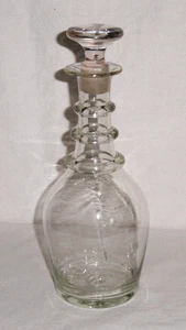 Antique Decanter ~ Hand Blown ~ Three Rings ~ Clear Glass ~ Whisky / Spirits - Picture 1 of 9