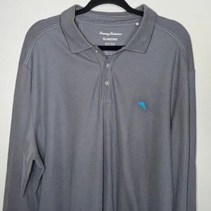 Tommy Bahama Herren Gr. XXL Grau Langarm IslandZone Supima Performance Polo - Bild 1 von 6