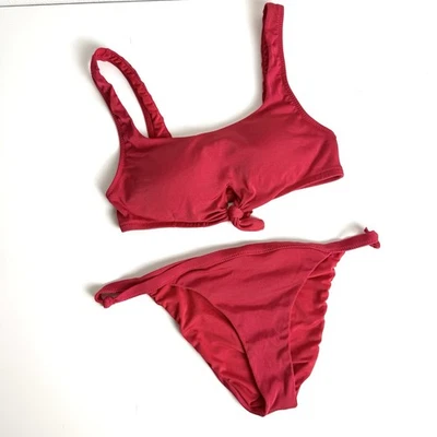 Sexy Bikini Calzedonia Cobey Rojo Acanalado Para Mujer XS Playa Vacaciones Resort Clásico Foto 1 de 4