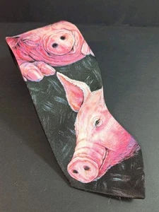 Vintage Ralph Marlin "PIG" Krawatte Harley Davidson Polyester 57" - Bild 1 von 6