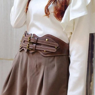 Wide  Belt Decoration Metal Buckle Vintage Stretchy Ladies - image 1 of 4