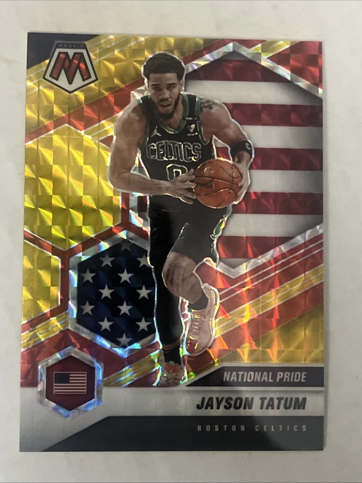 Jayson Tatum 2020-21 Panini Mosaic Choice National Pride Red/Yellow Fusion /88 - Image 1 of 2