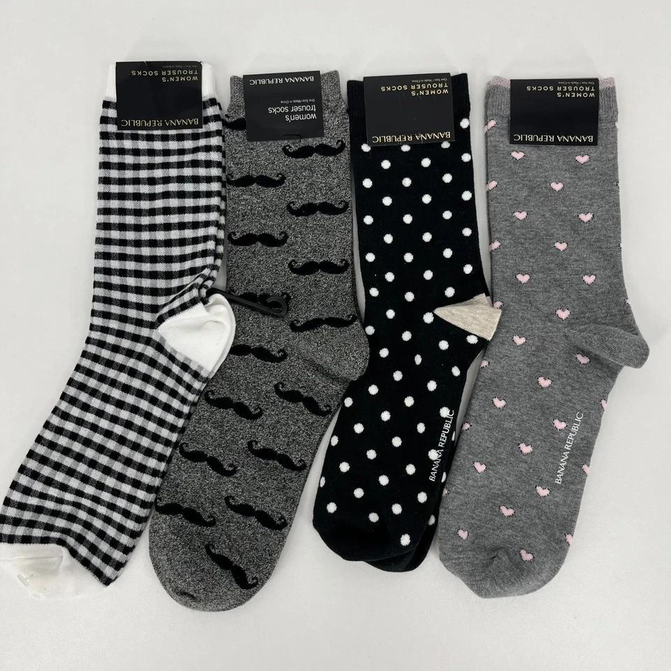 Lot of 4 Banana Republic Trouser Socks Women's One Size Multicolor Mid Calf NWT - Image 1 of 4