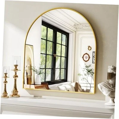 33"x 31" Arched Bathroom Mirror, Wall Mirror Metal Frame for 33"L x 31"W Gold - Image 1 of 4