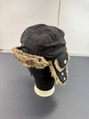 H&M Youth Trapper Hat Black Cap One Size 1.5-4Y Fur Inside Chin Strap Fleece - Image 1 of 4