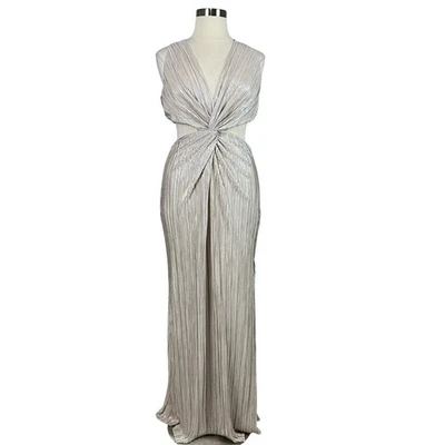 Vestido Formal Para Mujer AQUA Talla 18 Dorado Metálico Corte Abertura Muslo Vestido Largo Foto 1 de 4