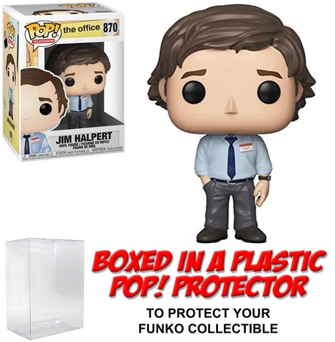 Funko POP! Television ~ JIM HALPERT (#870)(THE OFFICE) FIGURE w/Protector Case Cover