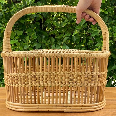 Vintage Rattan Bamboo Thai Classic Basket: Hand-Woven Storage Solution Cover