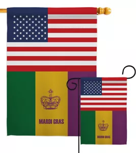 EE. UU. Mardi Gras Jardín Bandera Regional Histórica Decorativa Regalo Patio Casa Bandera - Imagen 1 de 13