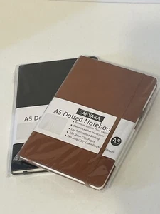 2 Dotted Notebook Journal A5~Premium Thick Paper ~Leather Hardcover ~100 Sheets - Picture 1 of 8