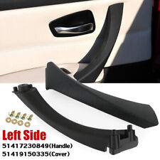 Left Side Black Inner+Outer Door Panel Handle Pull Trim Cover For BMW E90 328i
