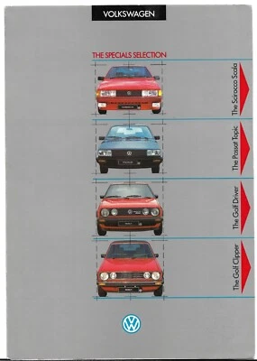 Volkswagen Golf Driver & Clipper, Passat Topic, Scirocco Scala 1987 UK Brochure - Image 1 of 2