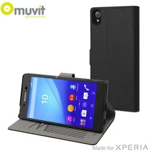  Muvit Slim Folio Case For Sony Xperia Z3 - Black - Picture 1 of 4