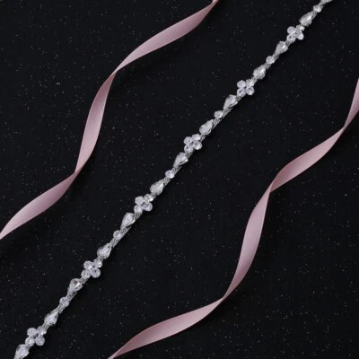 HANDMADE Thin Diamante Crystal Chain Bridal Belt Rhinestone Wedding Belt for Formal Dress