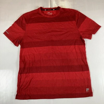 Camiseta deportiva Fila para hombre talla M mediana top manga corta cuello redondo rayas rojas Foto 1 de 4