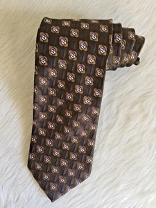 Corbata Ermenegildo Zegna Z Para Hombres Seda Clásica Marrón Geo Floral Seda ITALIA - Imagen 1 de 6