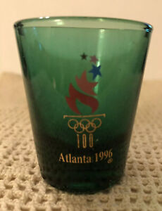 1996 Atlanta Olympics Souvenir Shot Glass Green And Gold