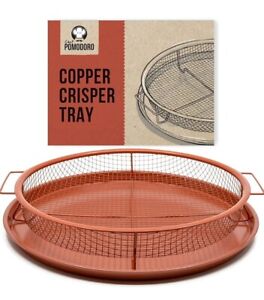Chef Pomodoro Copper Crisper Tray, Air Fryer Tray for Oven, 2 Piece Set. Round