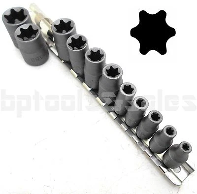 CAL/AJ 11pc Torx Star Bit Female E Socket Set Automotive Shop Tools External E4-E20
