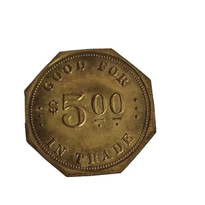 RARE KALISPELL MONTANA $5.00 THE PALM BAR TRADE TOKEN OCTOGON JRT 25 - Picture 1 of 2