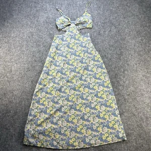 Lulus Dress Womens Small Blue Floral Print Cutouts Maxi Slit - Picture 1 of 12