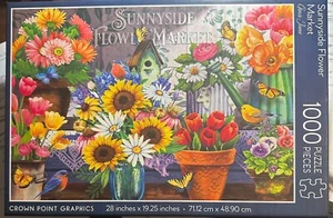 Sunnyside Flower Market NEW 1000 pc Puzzle Pots Flowers Bird House Butterflies - Picture 1 of 6