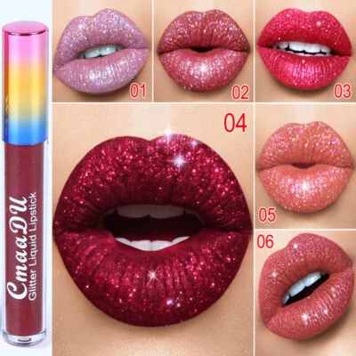 CmaaDU 6 Colors Glitter Liquid Lipstick Matte Waterproof Long Lasting LipGloss🔥 - Image 1 of 4