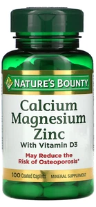 Calcium Magnesium Zinc + Vitamin D-3 - 100 Caplets, Bone Muscle Immune Support - Picture 1 of 5