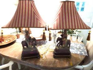 Vintage MCM Mid-Century Frederick Cooper Tang Dynasty Horse Table Lamps SET OF 2 - Picture 1 of 11