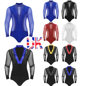 Mens Shiny Rhinestones Tango Latin Ballroom Salsa Jazz See-Through Mesh Leotard - Picture 1 of 104