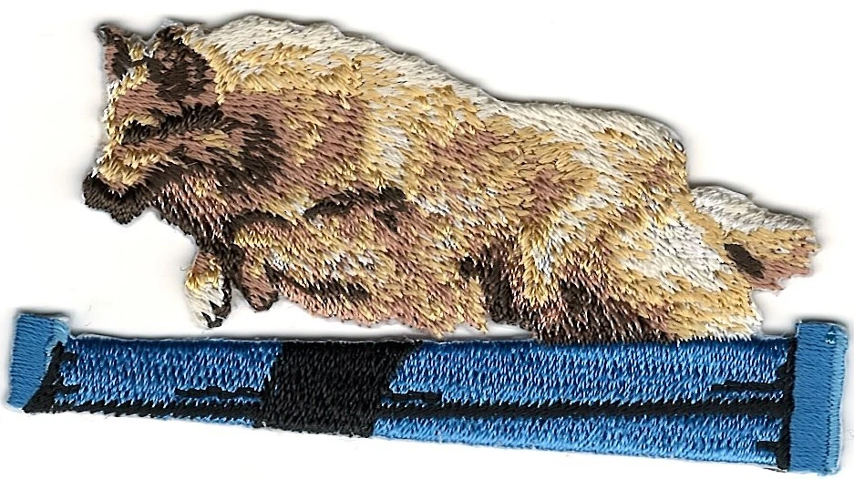 1 1/2" x 3" Agile Collie Dog Breed Jump Trick Embroidery Patch - Image 1 of 1