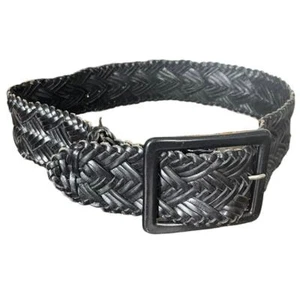 VINTAGE Via Spiga Black Woven Leather Belt Women’s SZ SM GUC - Picture 1 of 6