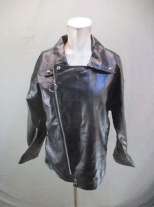 NWT ONE BOY Size L Mens Pocket Full Asymmetric Zip Snap Faux Leather Jacket 681 - Picture 1 of 10
