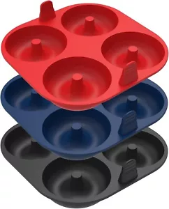 Donuts Backform 3 stück für Donut, Muffin, Brownie, Kuchen - Rot Blau Schwarz - Bild 1 von 7