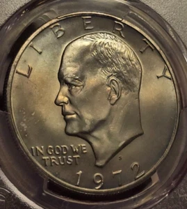 1972-S *SILBER* Ike Dollar MS-68 PCGS; 2 Grade from Perfect & RAINBOW TONING! - Bild 1 von 6
