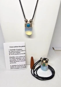 COLLAR RUSTICO LUNA / MOON QUARTZ ATRAE BUENAS ENERGIAS SUERTE PROTECCION 1PC - Picture 1 of 3