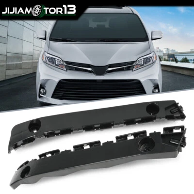 Par de soportes de soporte de cubierta de parachoques delantero negro aptos para Toyota Sienna 2011-20 Foto 1 de 4