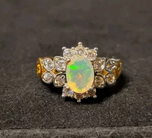 Stunning Natural Ethiopian Opal 925 Silver Adjustable Ring 0520 - Picture 1 of 7
