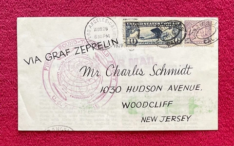1929 GRAF ZEPPELIN FIRST DAY COVER - FIRST ROUND THE WORLD FLIGHT Cover